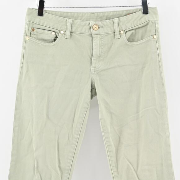 Tory Burch Jeans Womens Size 28 Alexa Cropped Skinny Leg Green Mid Rise Denim - Picture 2 of 13